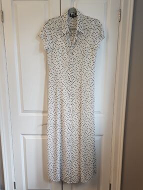 YL by Yair Cream Maxi Dress with Black Dot Print